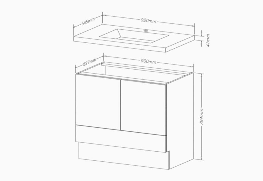 Studio Signature line 39” Vanity specification drawing
